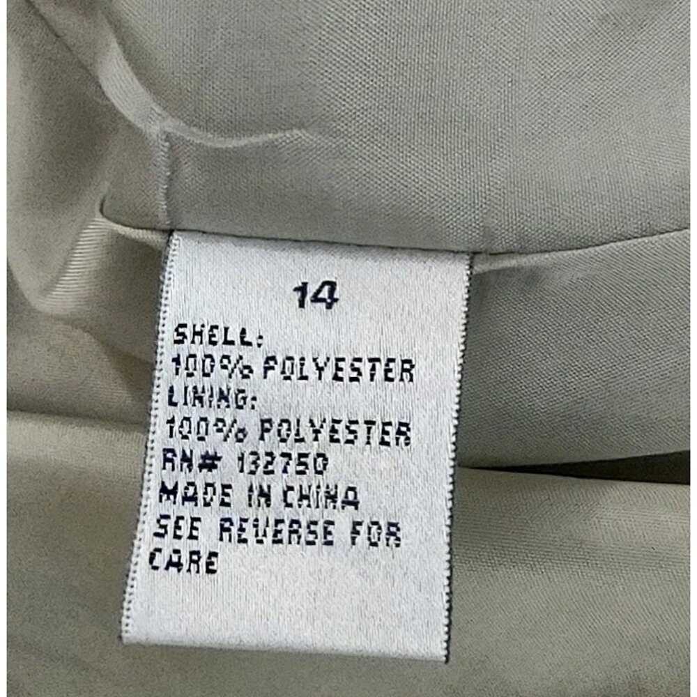 Danillo Women 2 Button Blazer Jacket Sage Green Gold Sz 14 Pleated Elegant Neck - Picture 13 of 16